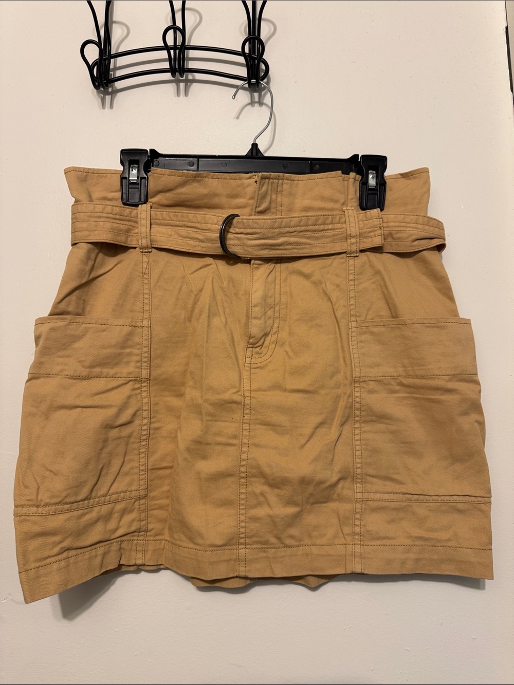 wild fable Tan Paperbag Mini Skirt with D-Ring Belt